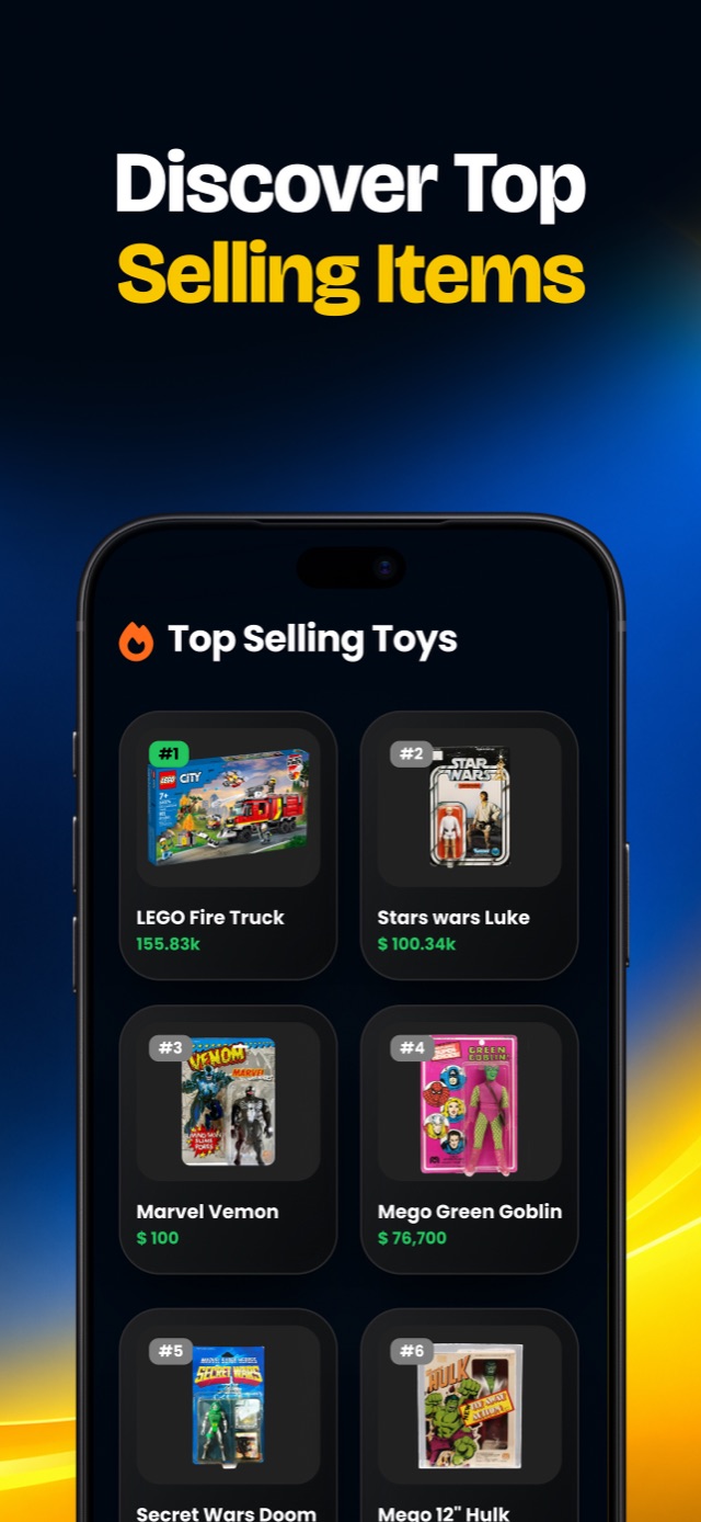 Top selling toys list with prices for each item